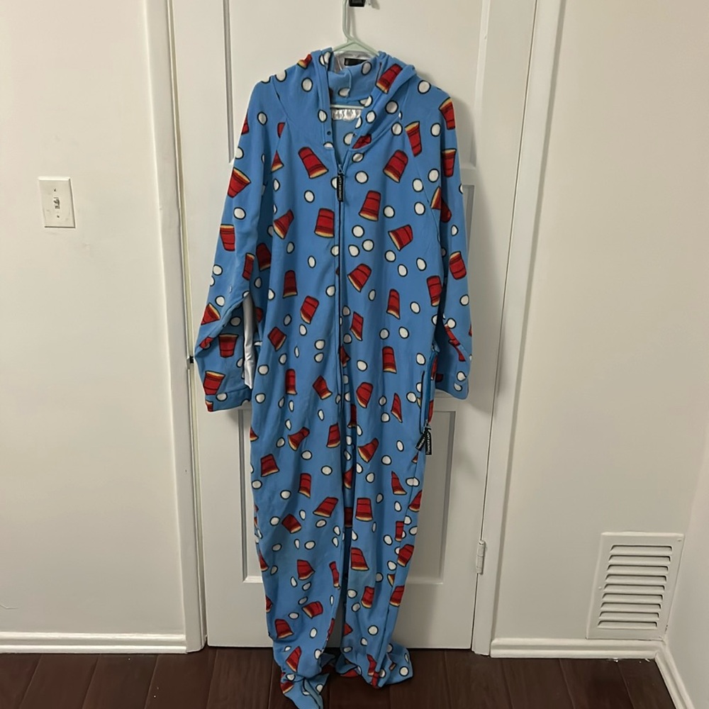 Forever Lazy Beer Pong Hooded Onesie - Large